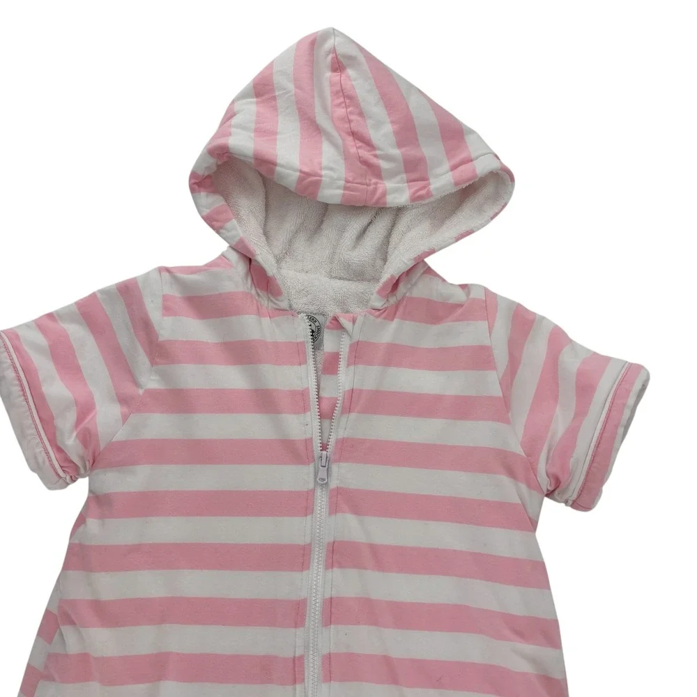 Southern Smocks Classic Kids Size 5 Pink White Stripe Terry Hooded Robe Cover Up